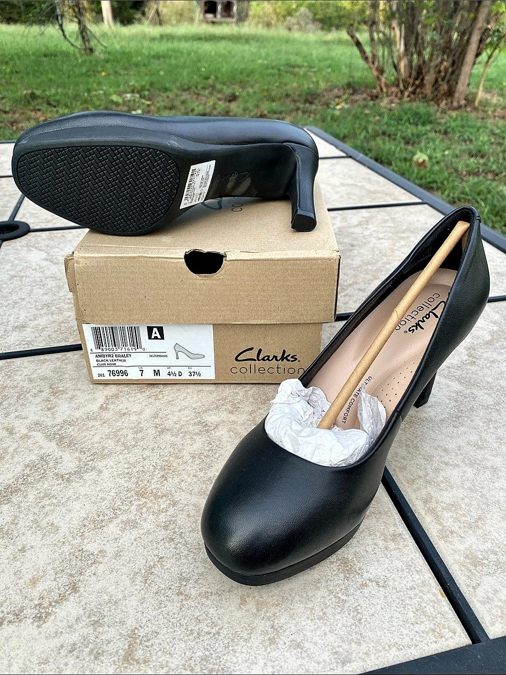 Clarks Ambyr2 Braley Black Leather Pumps US 7 M New in Box